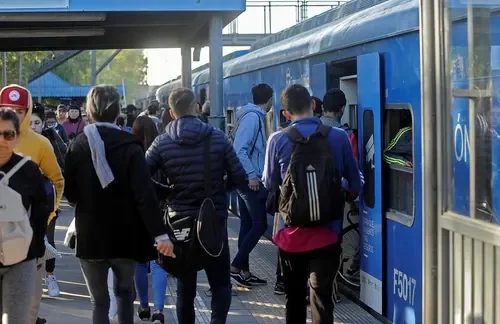 Daily commuters boarding train